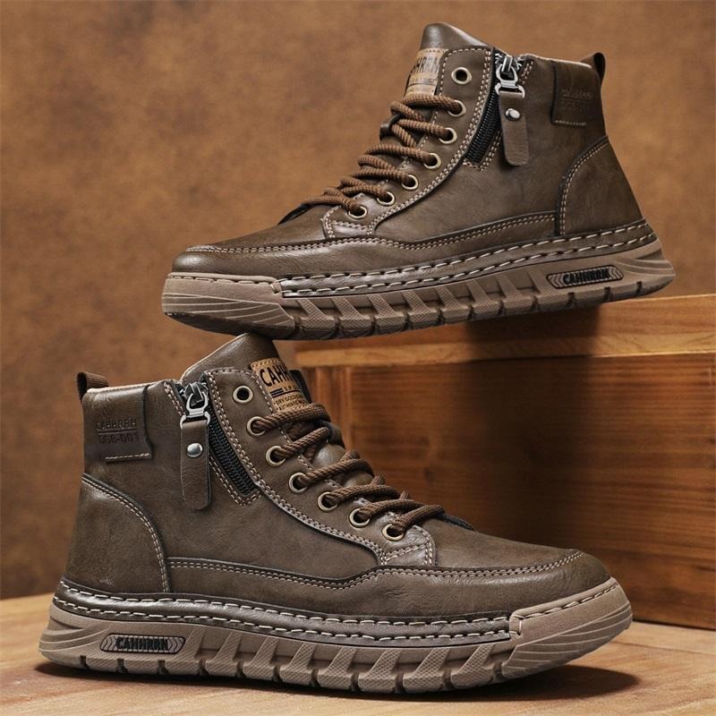Men'S Shoes Comfortable Walking - Herren Leder High-Top Stiefeletten Frühling Winter