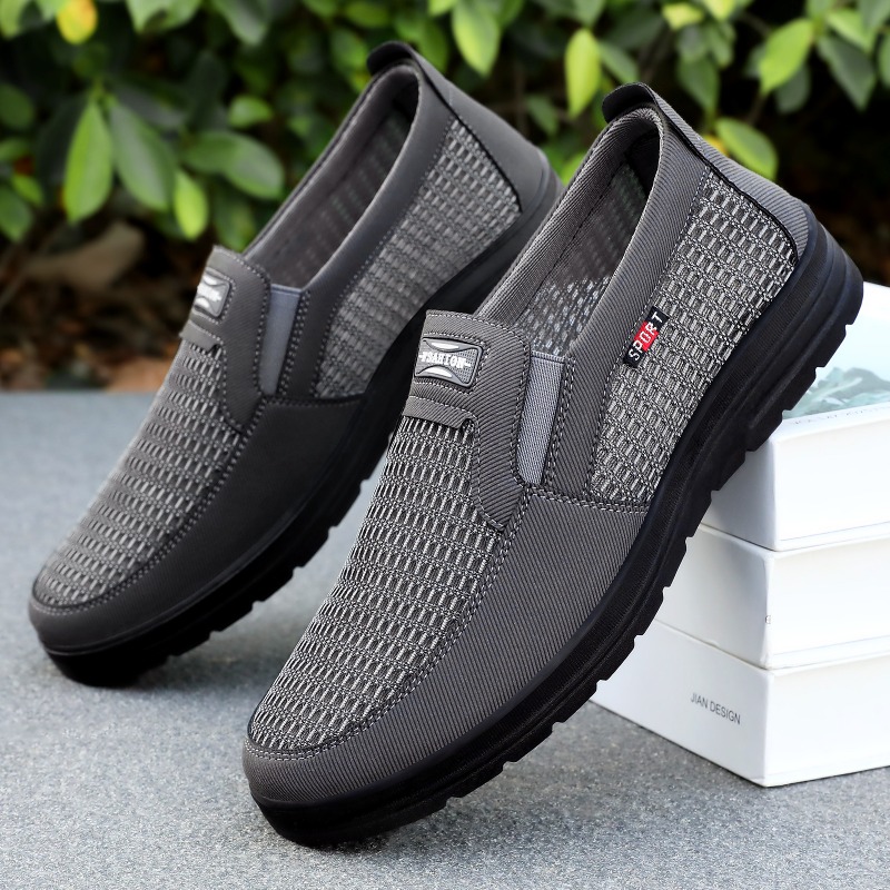 Loafer Slip On Men - Herren Slip-On Atmungsaktive Mesh-Loafer mit gewebtem