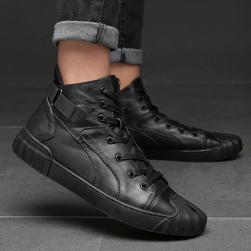 Loafer Slip On Men - Echtes Leder Casual Kurze Stiefel Business