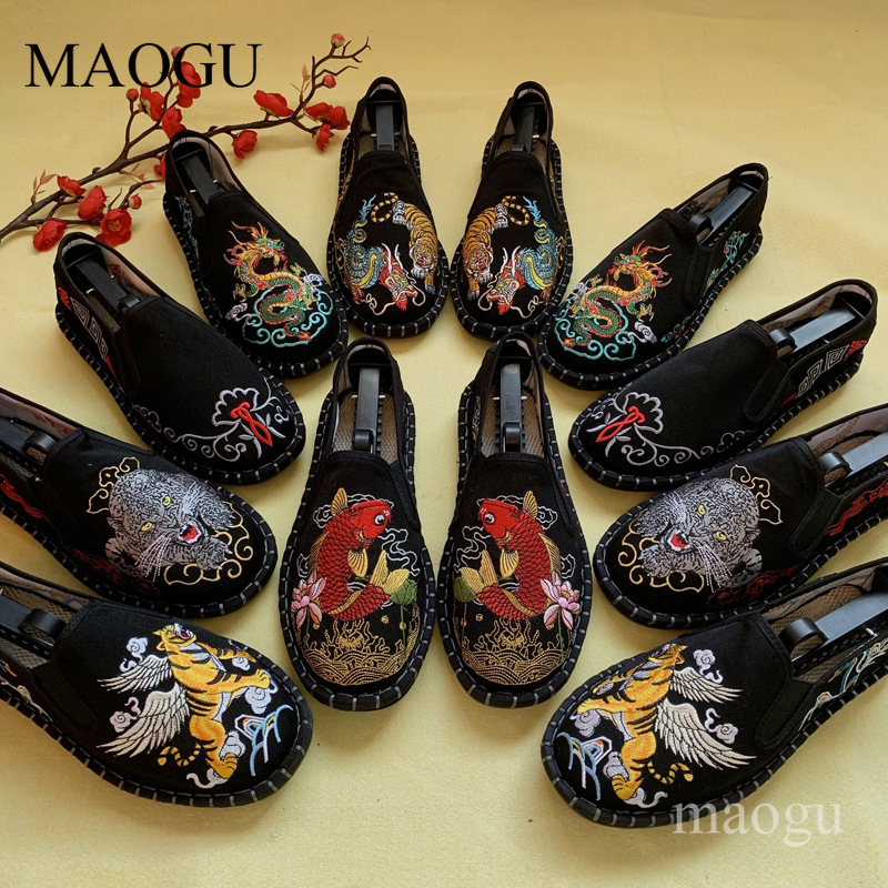 Loafer Slip On Men - Unisex-Slipper im chinesischen Stil mit Stickerei,
