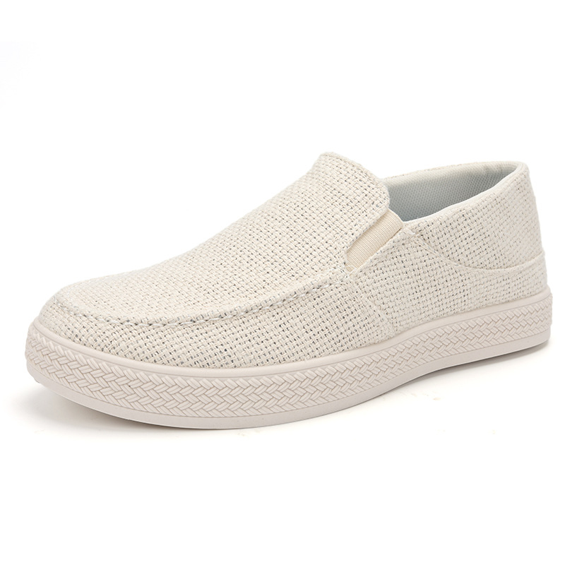 Loafer Slip On Men - Herren Leinen Slip-On Loafer Atmungsaktives Gewebtes