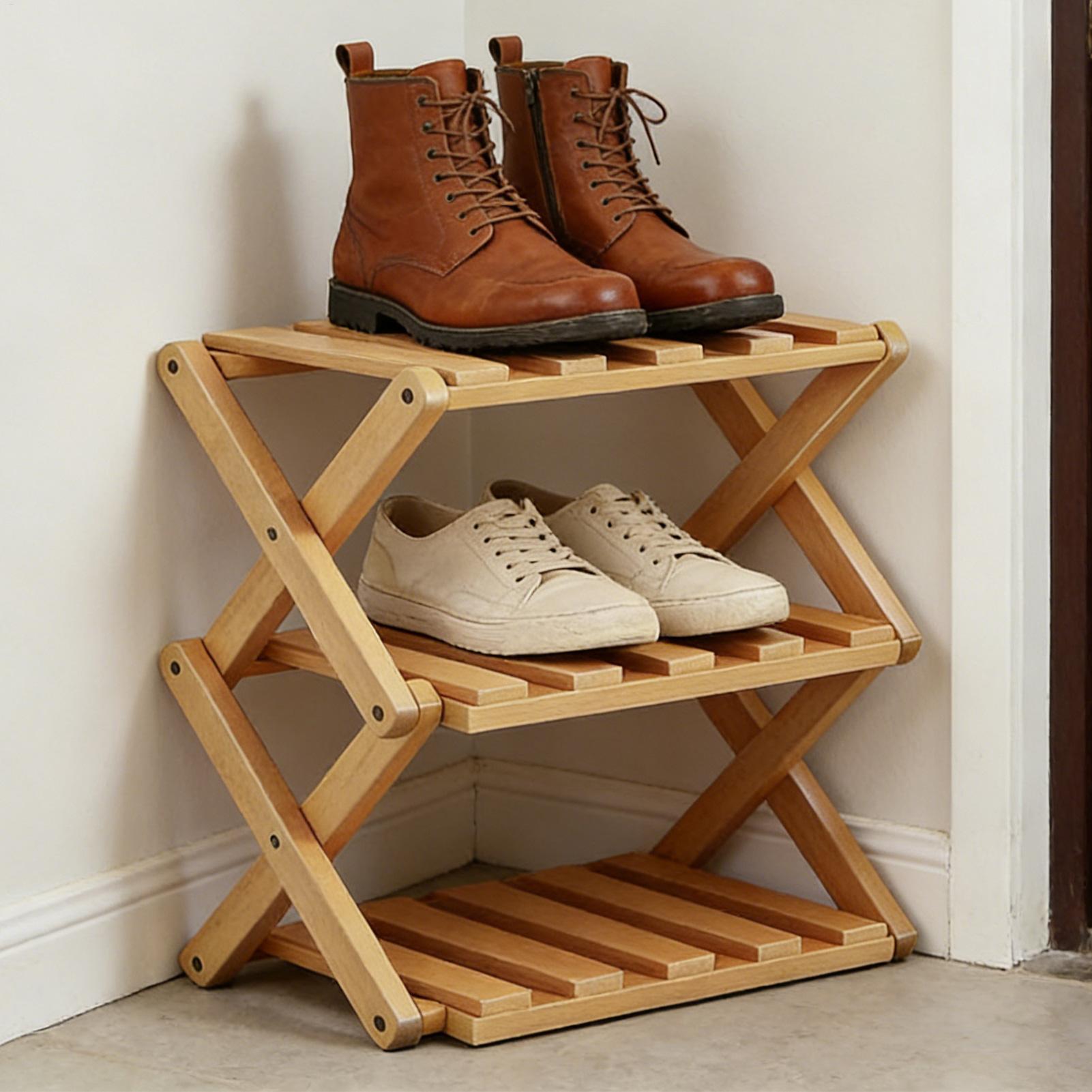 Holz-Schuhregal, 3-stufig, erw – Men Shoes Rack Bewertung und Preis